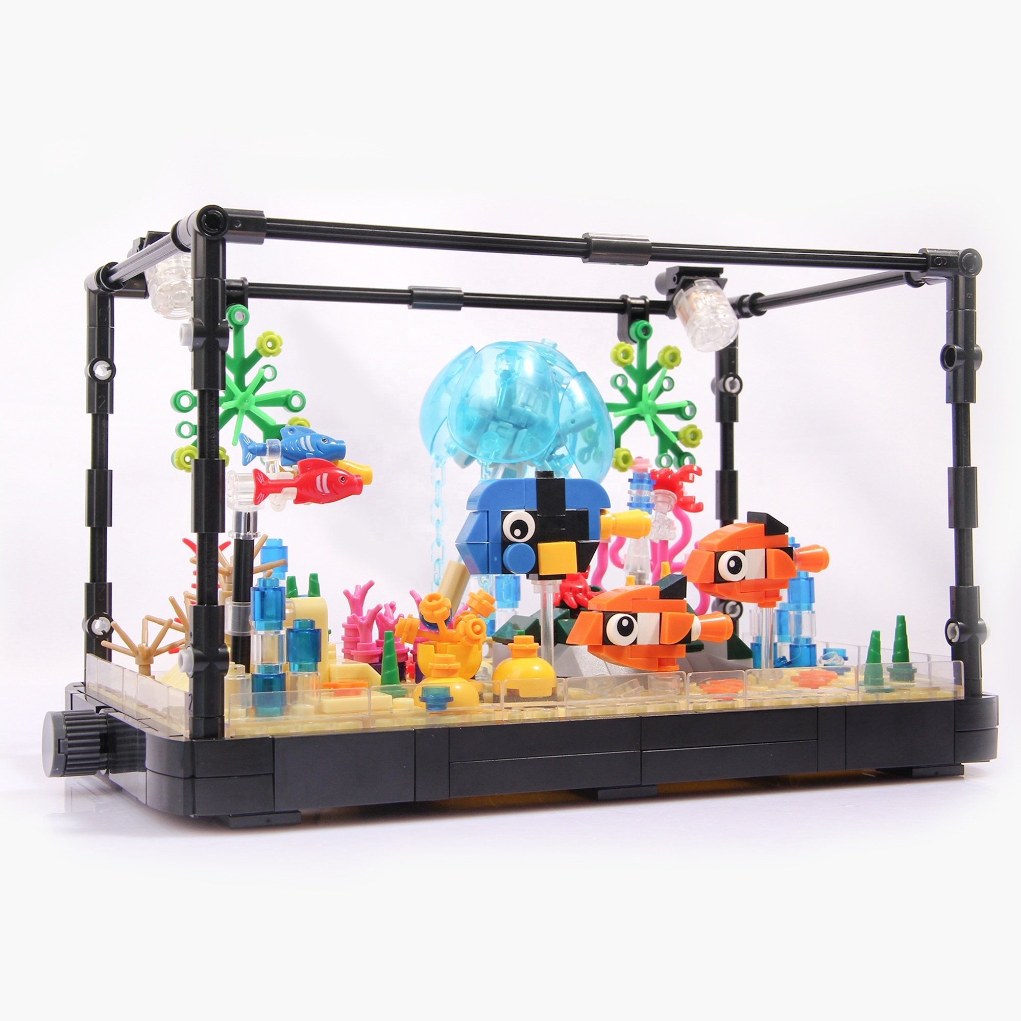 Christmas Gift 788PCS Aquarium Building Block Toys for Boys Girls Fish Tank Building Block Set with Lights and Jellyfish 66003