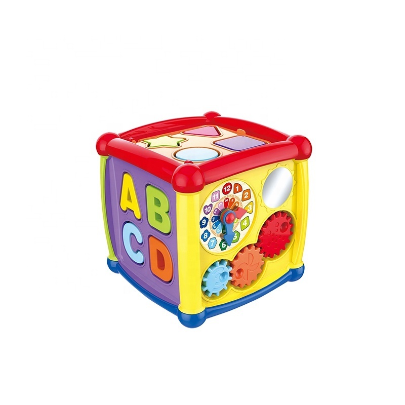 Learning Alphabet Building Blocks Toy 6 Sides Baby Cube Toys with Musical Light Activity Cube