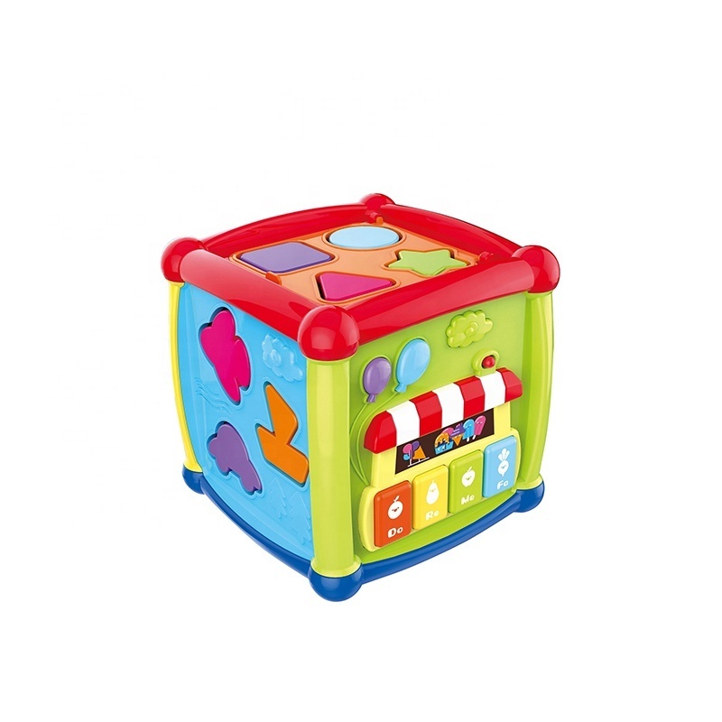 Learning Alphabet Building Blocks Toy 6 Sides Baby Cube Toys with Musical Light Activity Cube