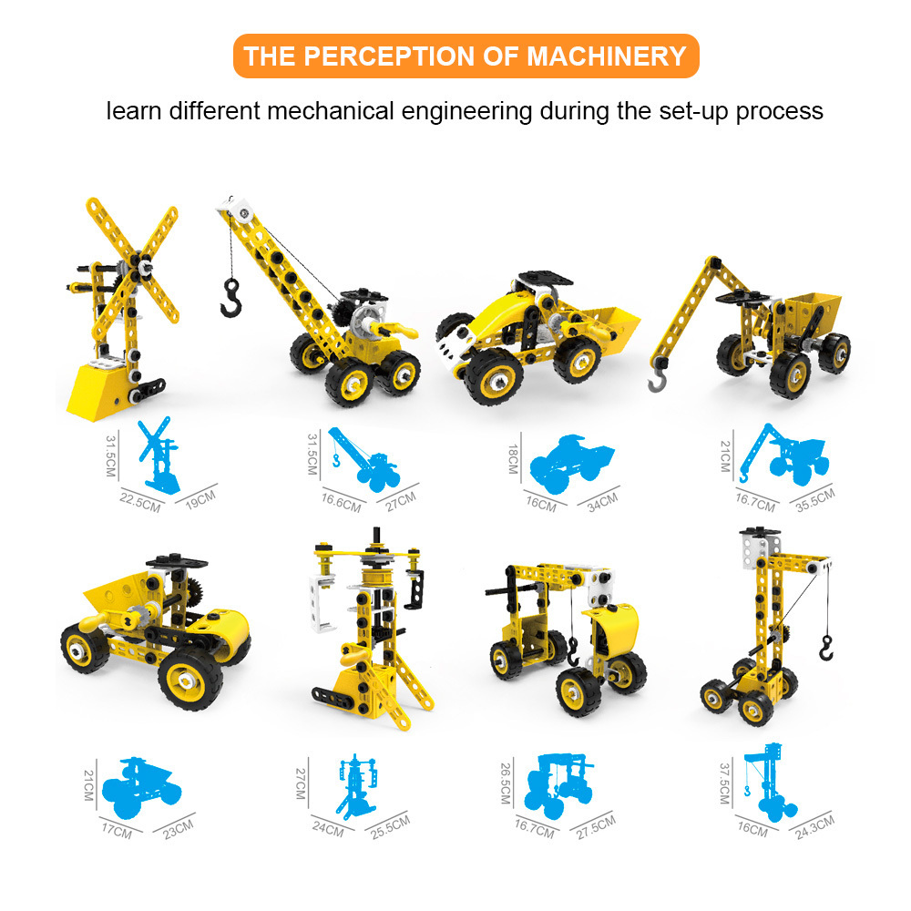 Engineering Series Vehicle DIY Build Construction Toy 8 Models Stem Toys Educational Kits For Kids Toy Car Assembly Kit