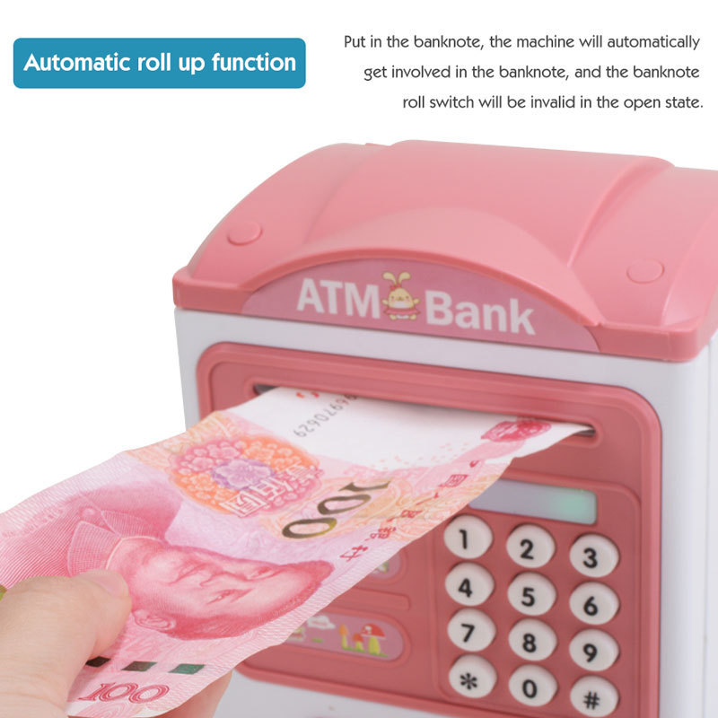 Novelty Design Money Saving Box for Kids Electronic ATM Bank Coin Bank Fingerprint Password Lock Plastic Piggy Bank