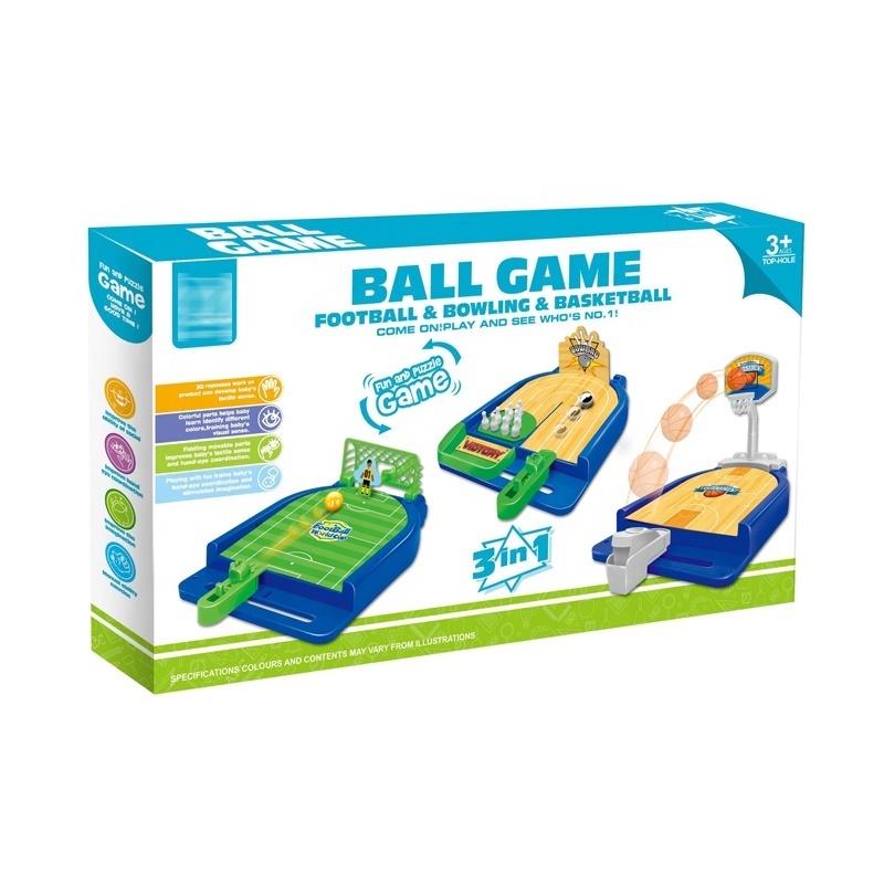 3 in 1 Desktop Football Soccer Game Finger Basketball Bowling Shooting Interactive Mini Board Table Game Toys With 2 Players