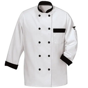 Custom Designs Print Breathable Work Uniform Hotel Staff Uniforms White Snap Executive Chef Jacket Coat Trouser