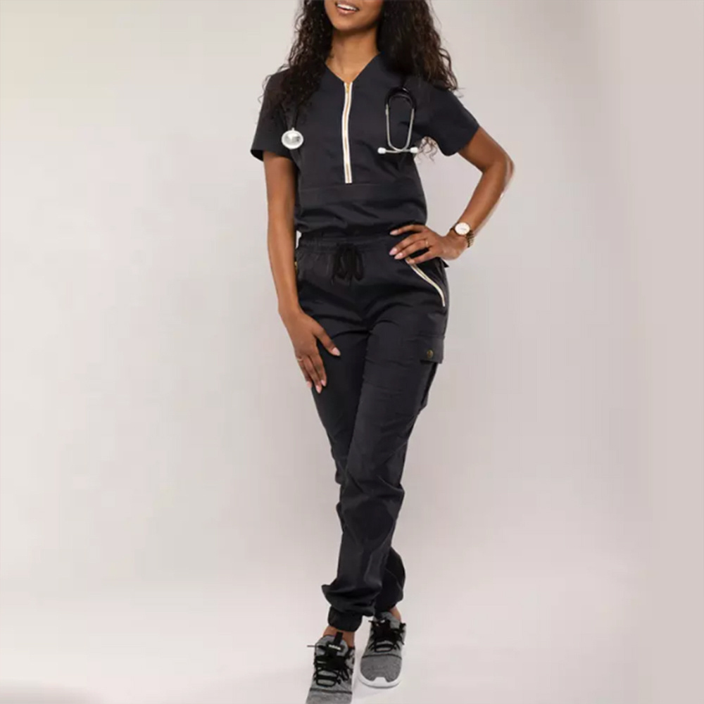 Scrubs Uniforms Sets Nurse Women Scrubs Sets Spandex Medical Scrub Sets with Zipper