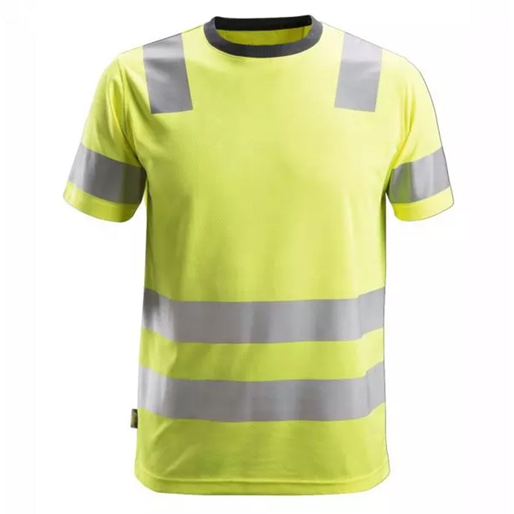 High quality Men Reflective T Shirts Hi Vis Orange Breathable Safety Short Sleeves Reflector Tops Sweat Wicking Work T Shirts