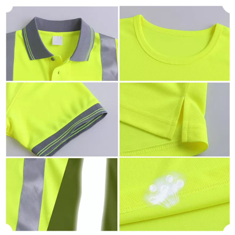 High quality Men Reflective T Shirts Hi Vis Orange Breathable Safety Short Sleeves Reflector Tops Sweat Wicking Work T Shirts