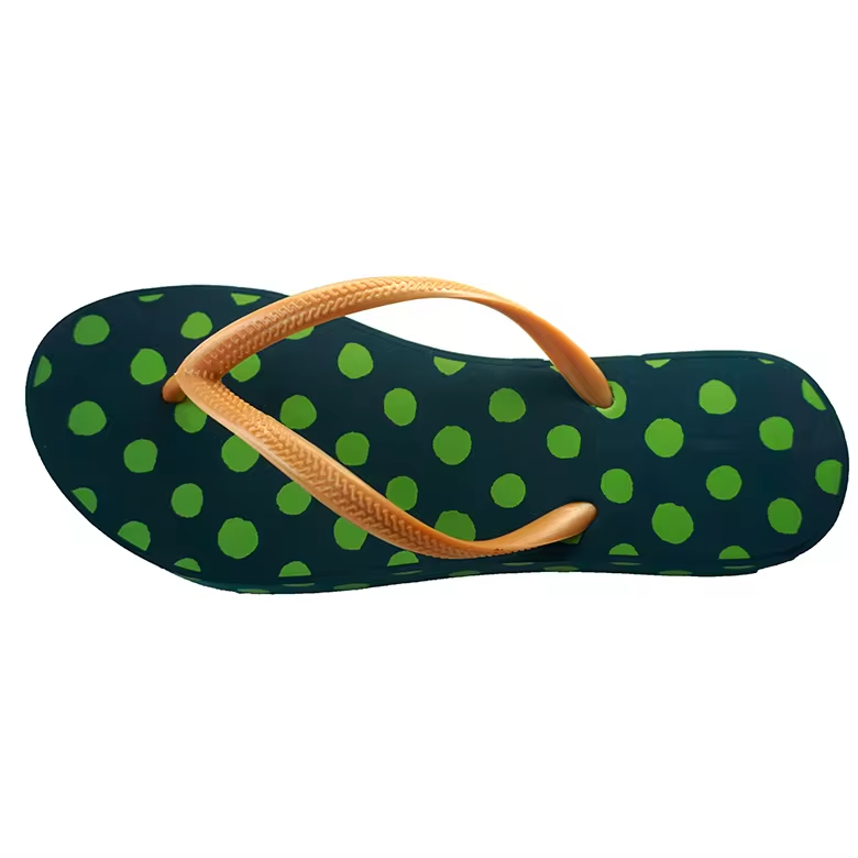 promotional cheap price summer fashion vintage polka dot designer flat slipper outdoor beach eva foam flip flops