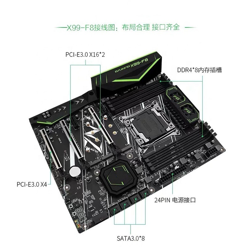 For HUANANZHI X99-F8 2011-3 X99 DDR4 E5 2678V3 256GB Brand New Original  Desktop Motherboard High Quality