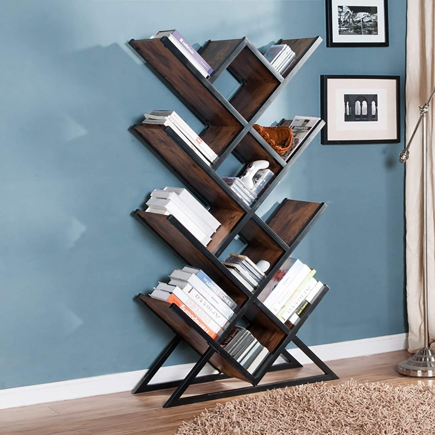 Wholesale symmetry Design Modern Wood Book Shelf Rack Antique Bookshelves Tree Shaped Bookshelf