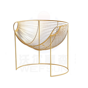 Nordic single iron art small sofa chair lazy leisure creative simple hollow gold INS net red backrest chair