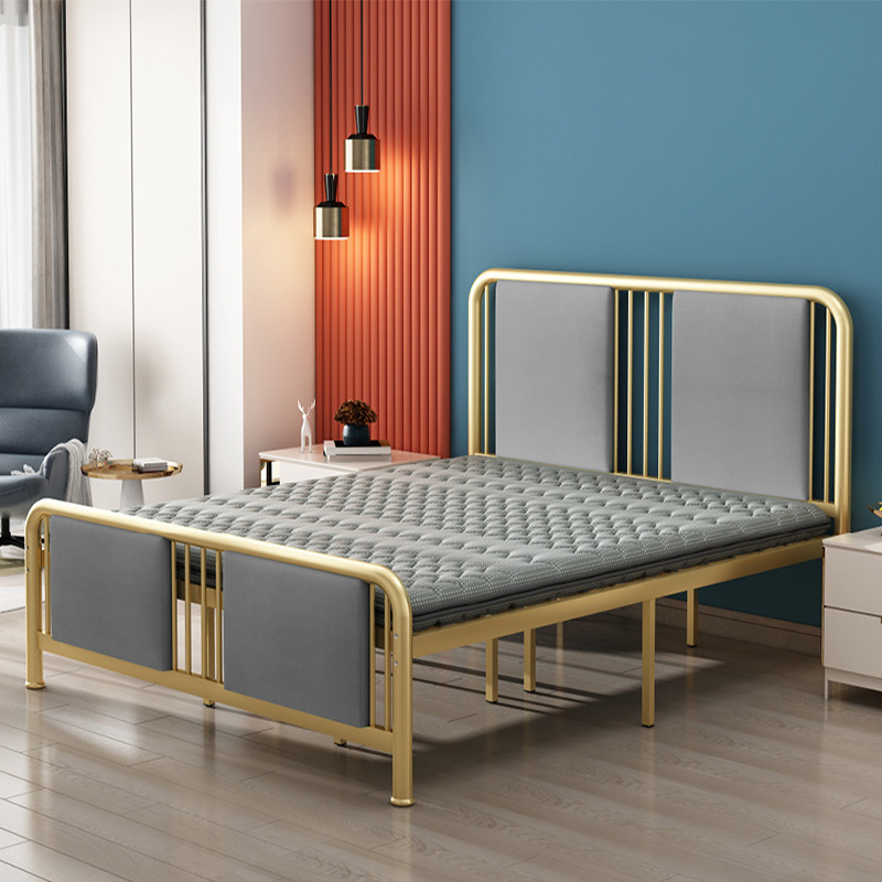 Iron bed soft bag modern simple Dormitory apartment bed bedroom household single double Stainless Steel Bed Frame