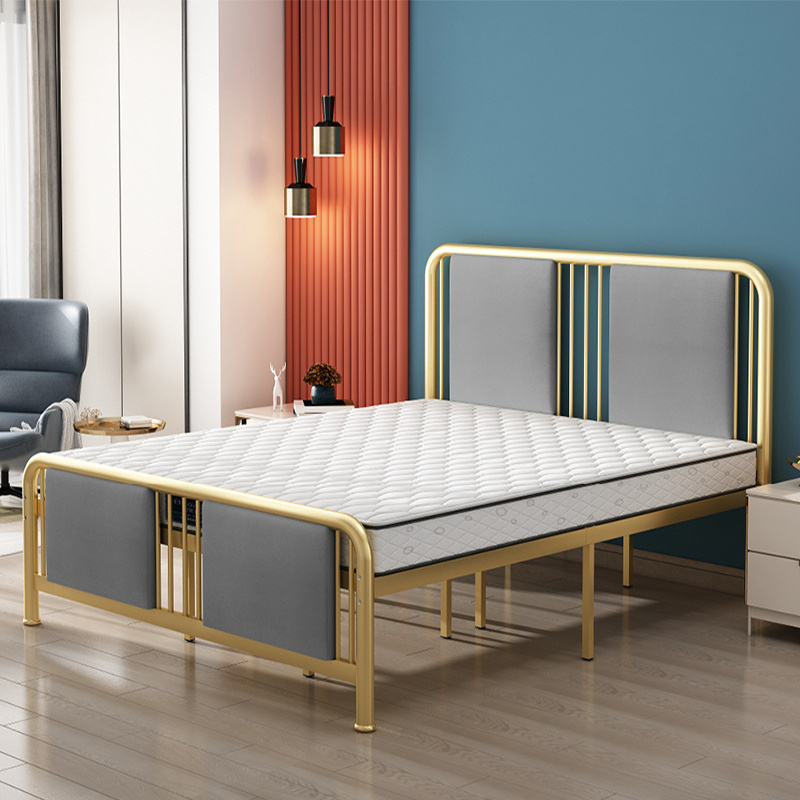 Iron bed soft bag modern simple Dormitory apartment bed bedroom household single double Stainless Steel Bed Frame