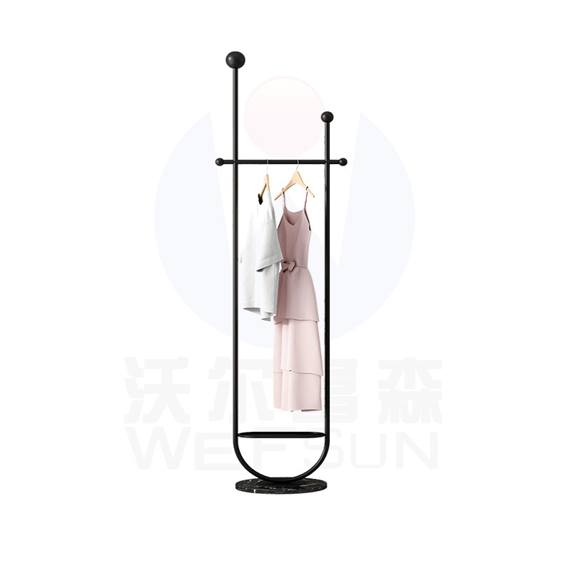 Factory direct sale Iron Indoor Steel Golden Clothing Rack Floor Hanger Coatrackstand Boutique Garment Cloth Display Stand Rack