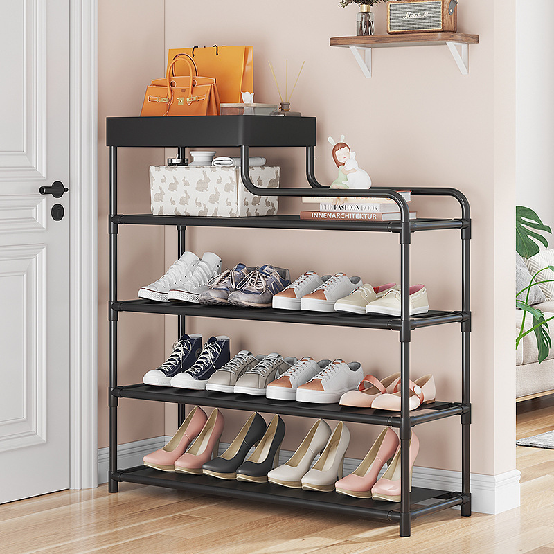 High quality Simple shoe shelf  household Hallway economy multi-layer metal Wooden Shoe Racks &Cabinets