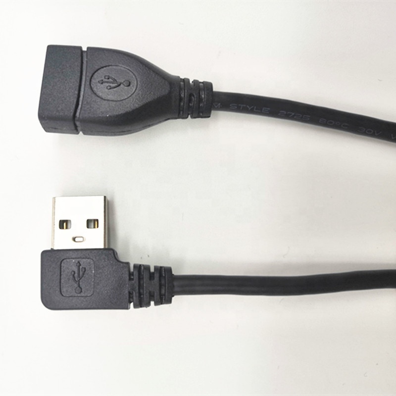 Custom 90 degree Right Angle USB 2.0 Male To USB 2.0 Female Adapter Extension USB Cable