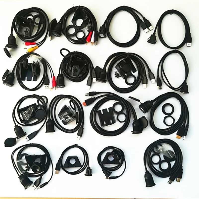 Dual USB 2.0 Male to Female Car Waterproof Dashboard Flush Panel Mount USB Extension Cable For Truck Boat Motorcycle