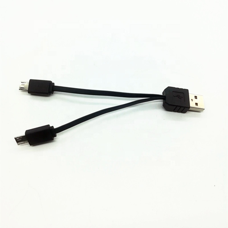 2 in 1 USB 2.0 A Male to 2 double head micro USB Male Y Splitter Data Cable