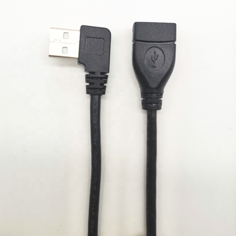 Custom 90 degree Right Angle USB 2.0 Male To USB 2.0 Female Adapter Extension USB Cable