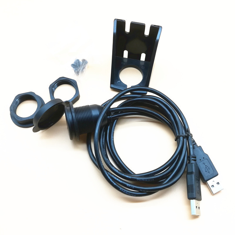 Dual USB 2.0 Male to Female Car Waterproof Dashboard Flush Panel Mount USB Extension Cable For Truck Boat Motorcycle