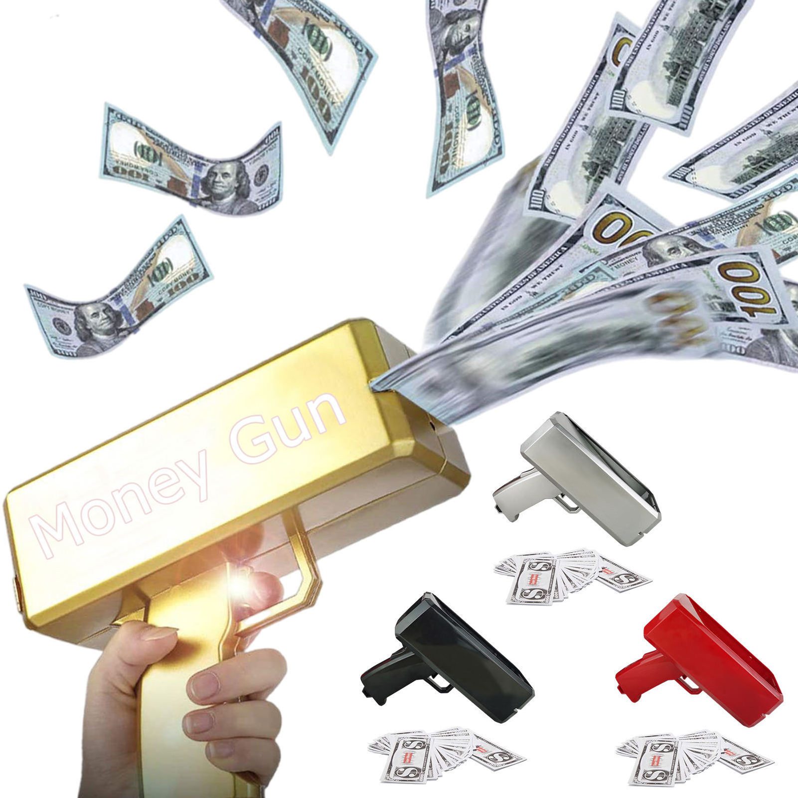 2023 New Trending Toys Kids Party Gifts Guns Gold Real Big Rain Gun Cash Shooting Games Funny Cash Spraying Money Gun Shooter