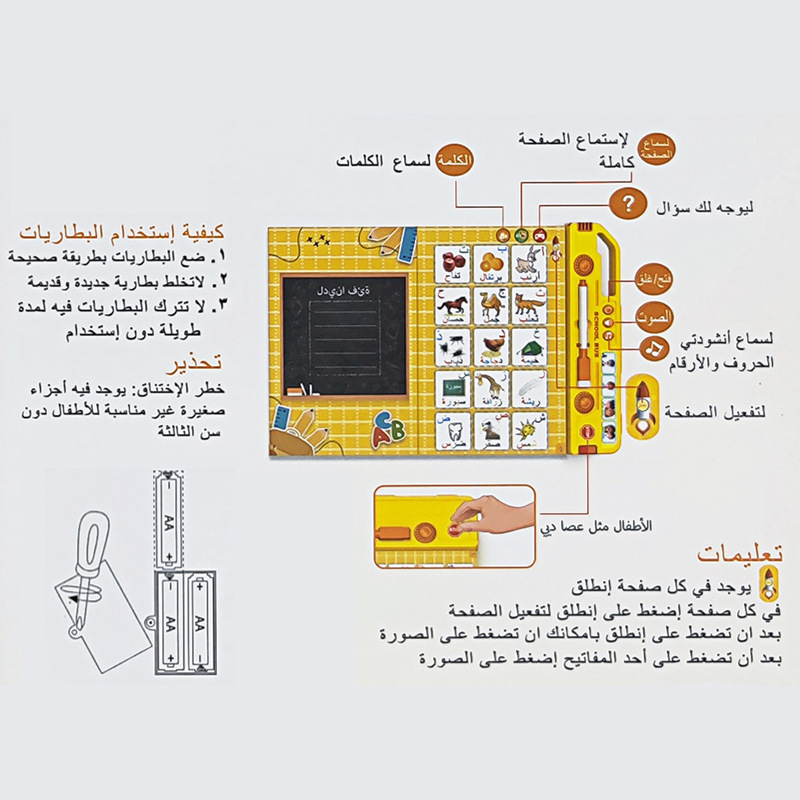 New Preschool Language Interactive Arabic Bus Point Reading and Children's Early Education Arabic e book Toy