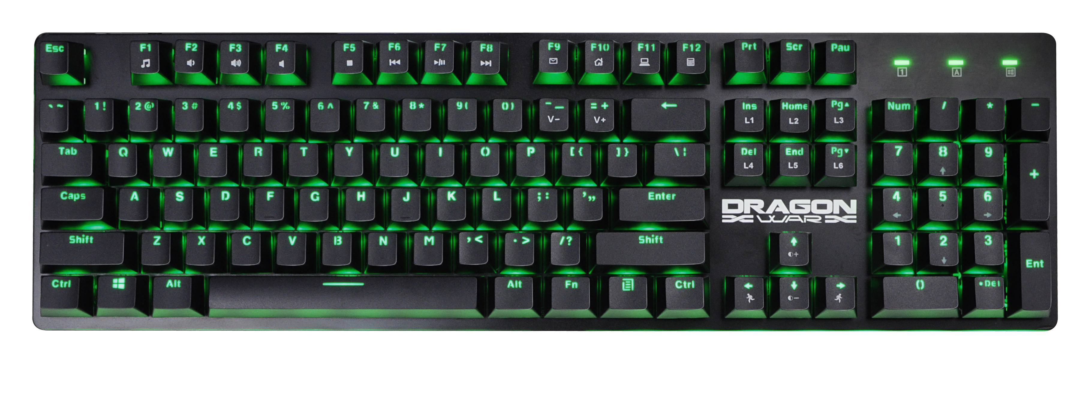 Dragon War custom logo Green LED Outemu blue mechanical switches USB wired gaming mechanical keyboard