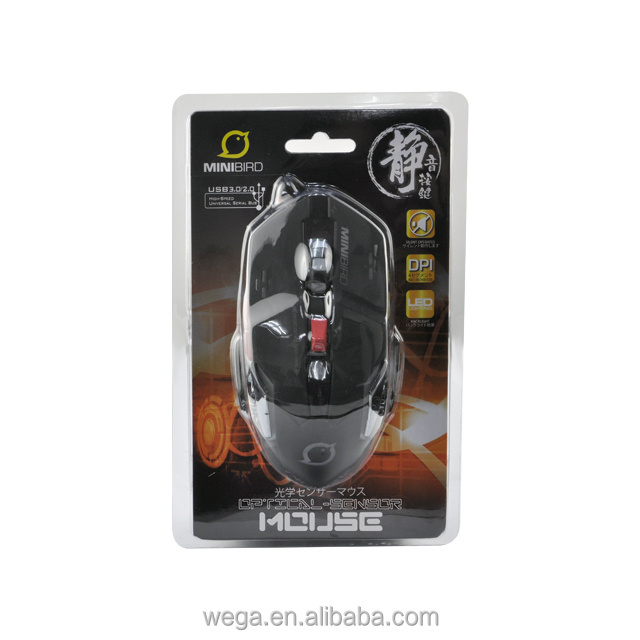 Hot selling simple mute button noiseless ergonomic LED black metal wired gaming mouse for PC gamers