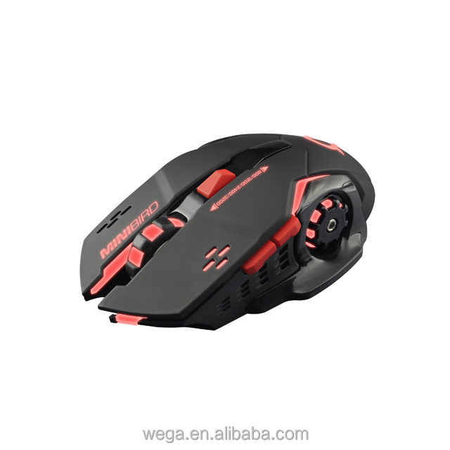 Hot selling simple mute button noiseless ergonomic LED black metal wired gaming mouse for PC gamers