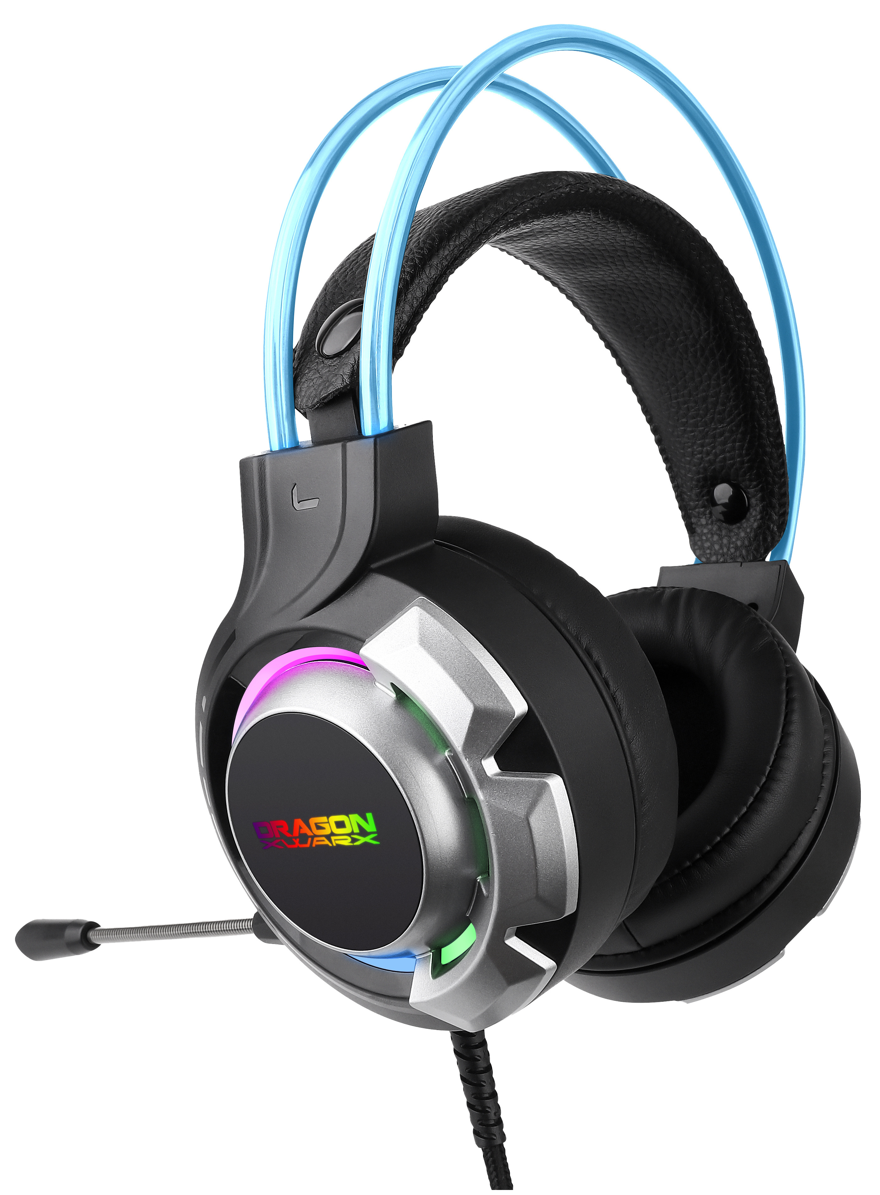 High quality RGB headband 7.1 sound effect audio vibration 2m fiber cable black color USB plug wired gaming headphone with mic