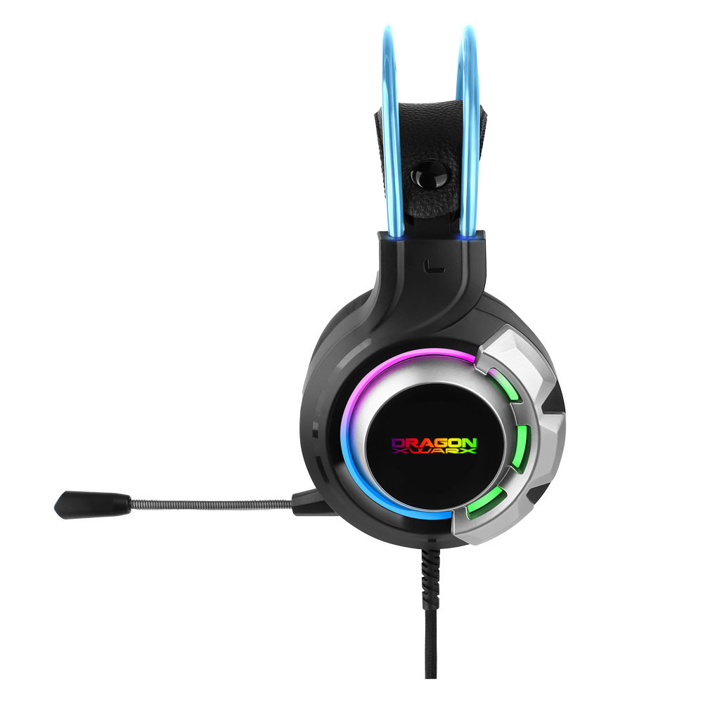 High quality RGB headband 7.1 sound effect audio vibration 2m fiber cable black color USB plug wired gaming headphone with mic