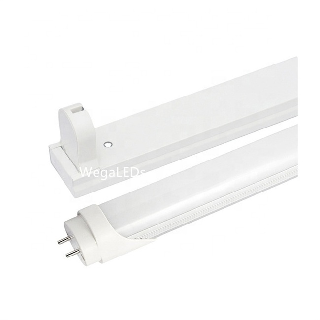 Type B Ballast Bypass T8 LED Tube Light Fluorescent Lamp Replacement Glass 18W 2FT LED Tube with Iron Fixture Set