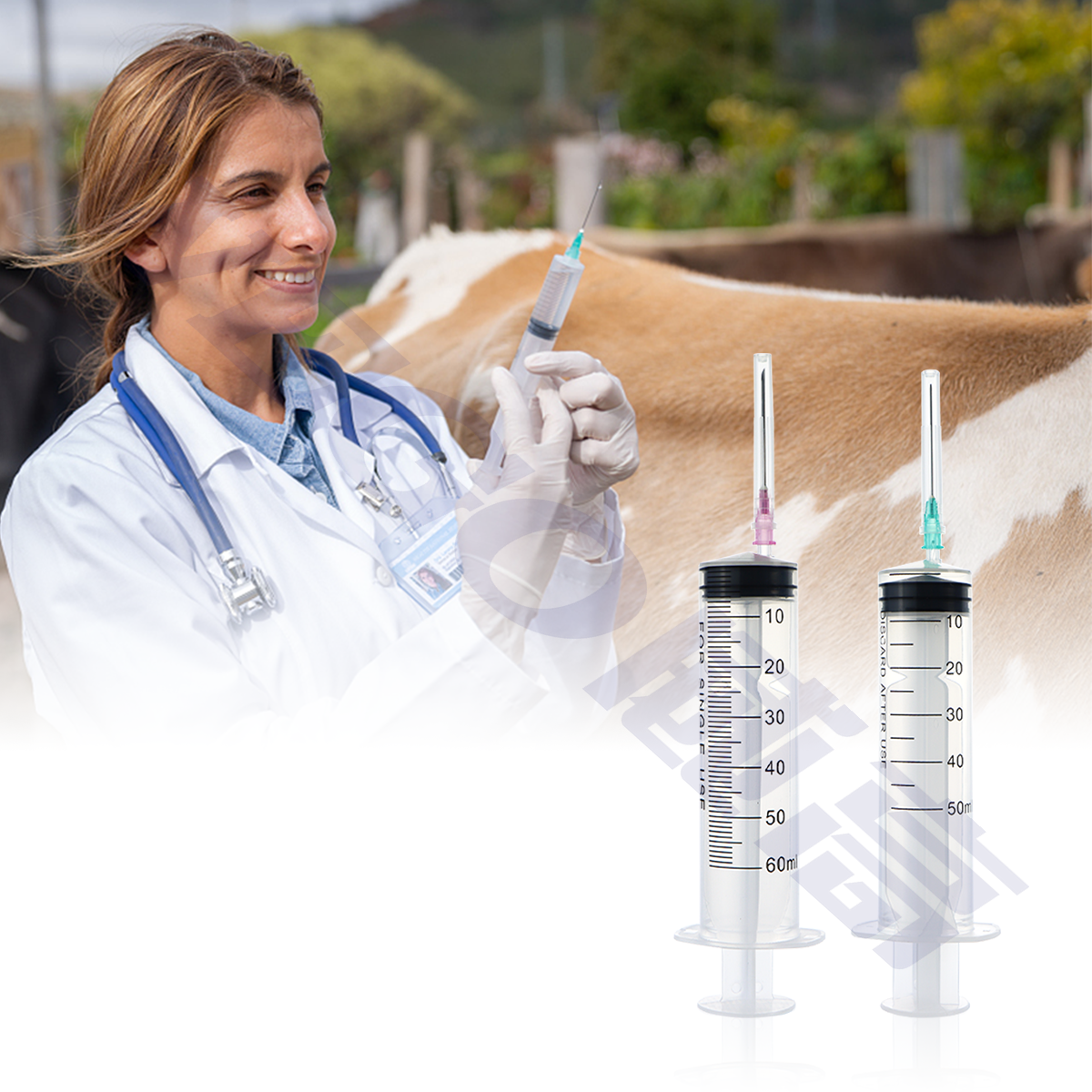 1ml 2ml 5ml 10ml 20ml 30ml 50ml 60ml 100ml veterinary animal reused reusable glass syringes with metal luer lock tip