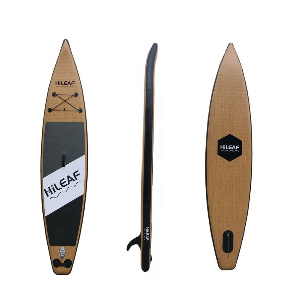 Wood style inflatable sup paddle board dropshipping stand up inflatable surfboard for racer with all accessories