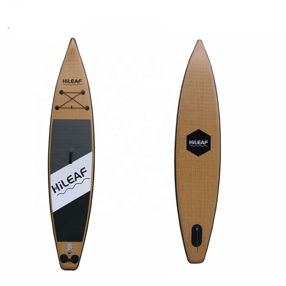 Wood style inflatable sup paddle board dropshipping stand up inflatable surfboard for racer with all accessories