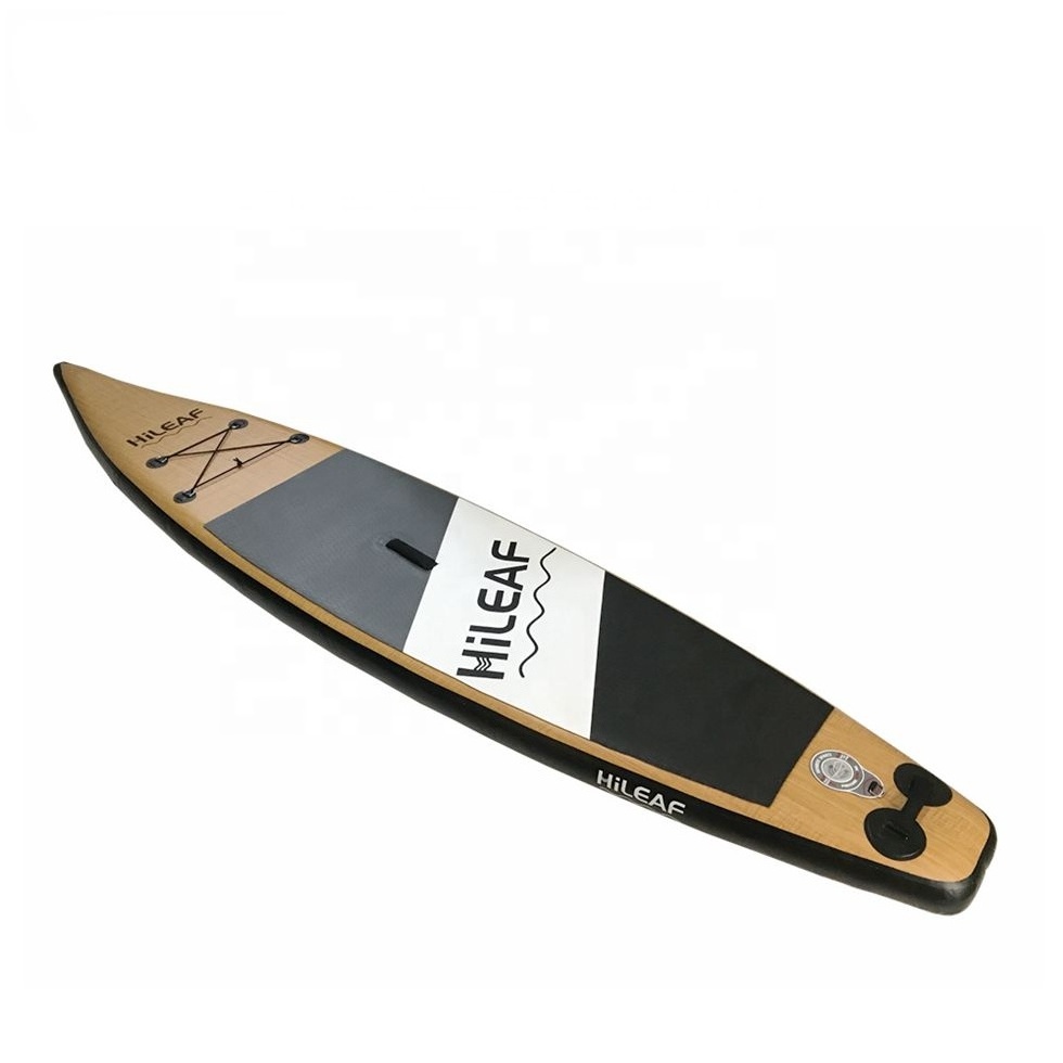 Wood style inflatable sup paddle board dropshipping stand up inflatable surfboard for racer with all accessories