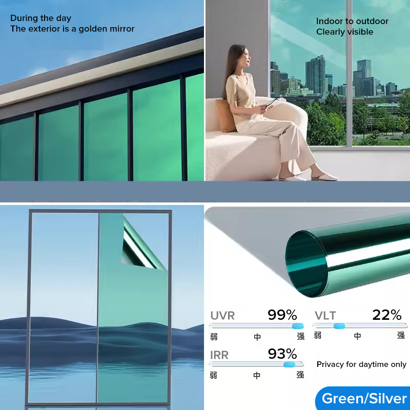 Factory wholesale building privacy window film one way mirror reflective window film glass foil silver insulation tint film