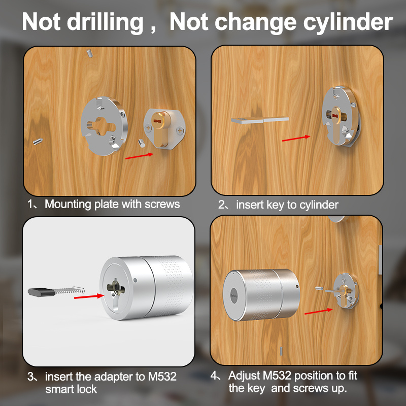 WeHere M532 Nuki Stype Not Change Cylinder Metal Lock Body Fingerprint Keypad key Unlock Digital Smart door Locks