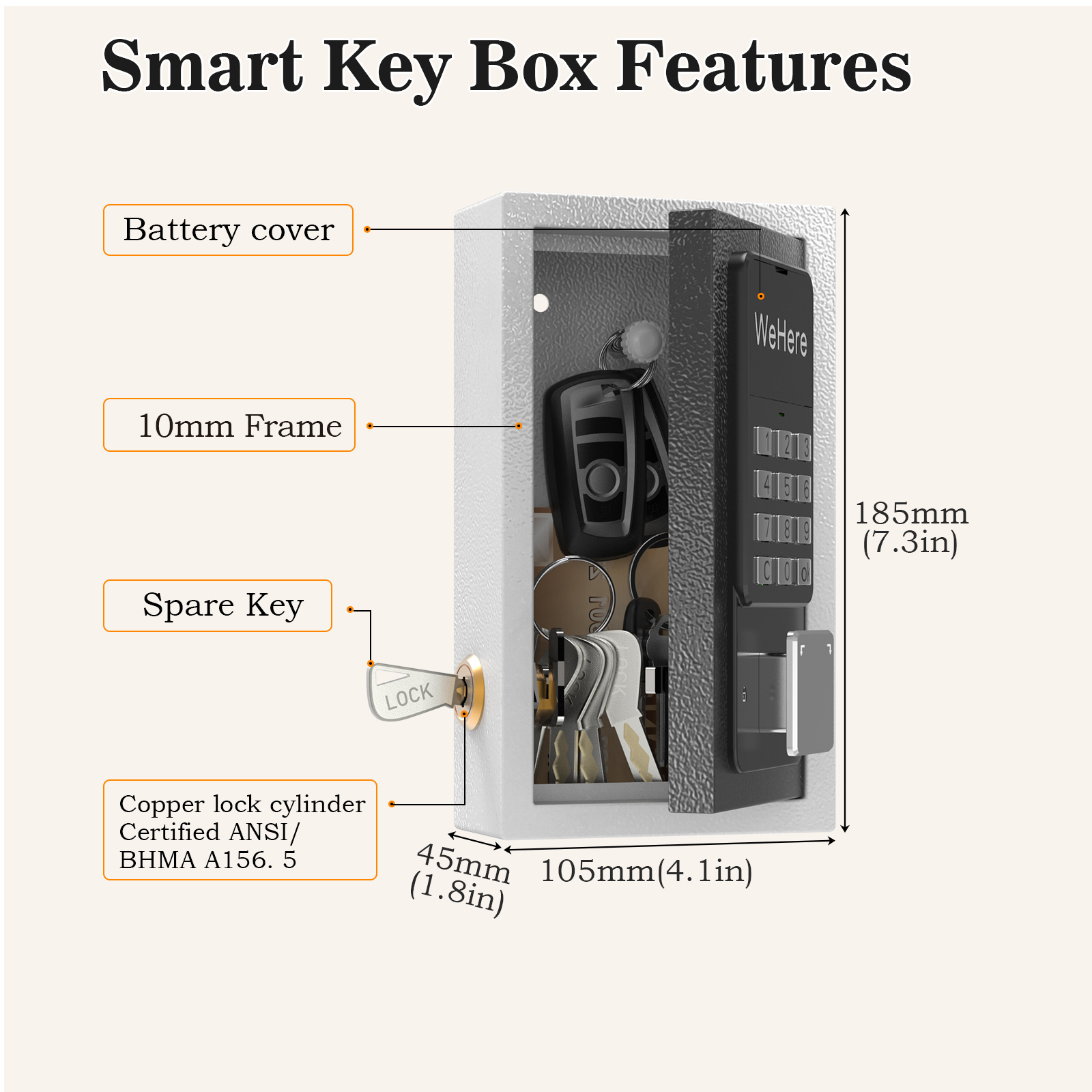 WeHere Hot sale Factory Large Size Safe Wireless Network App Password Fingerprint Smart Key Lock Box