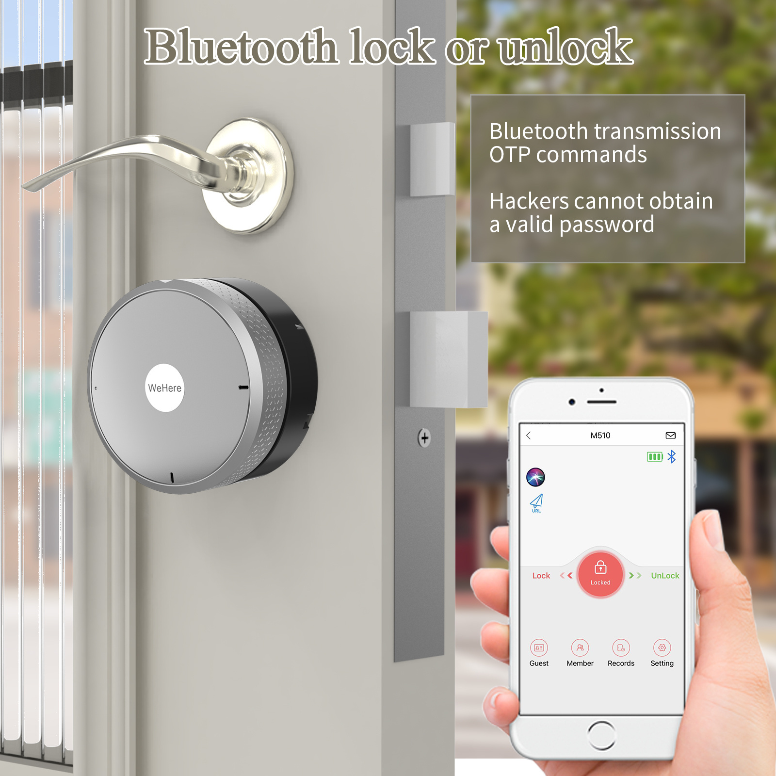 M300 Smart Sensor Auto Lock App Keyless Access Electronic Smart Lock for Doors Modified Smart Deadbolt without Drilling