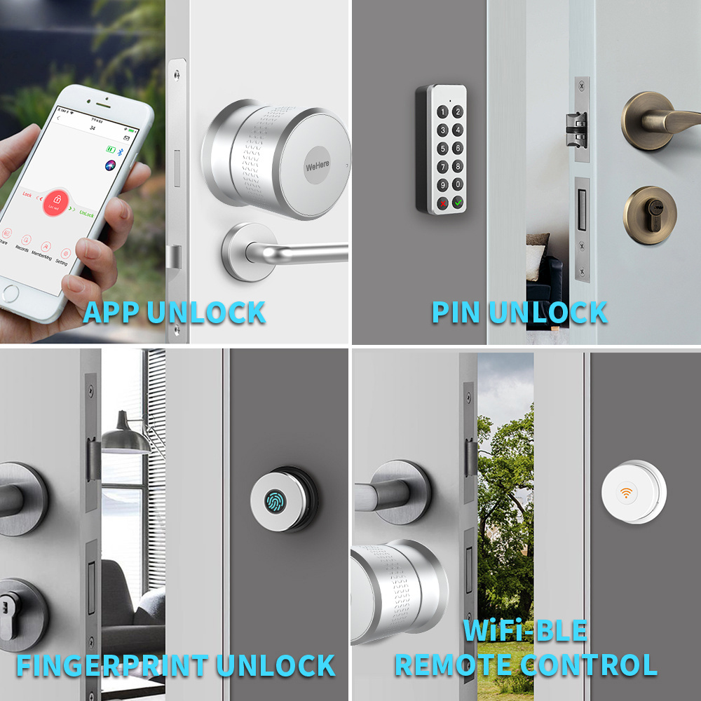 M521 Indoor Wifi Doorlock Tuya Lock Cylinder for Home High Security Cylindrical Fingerprint Door Lock Smart Digital Door Lock