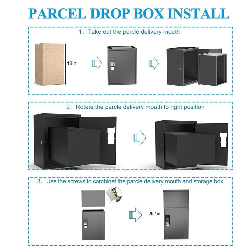 Anti Theft Outdoor Smart Mailbox Metal Parcel Delivery Box for Home Letter Drop Mail Box Lockabel Keyless Unlock Parcel Box