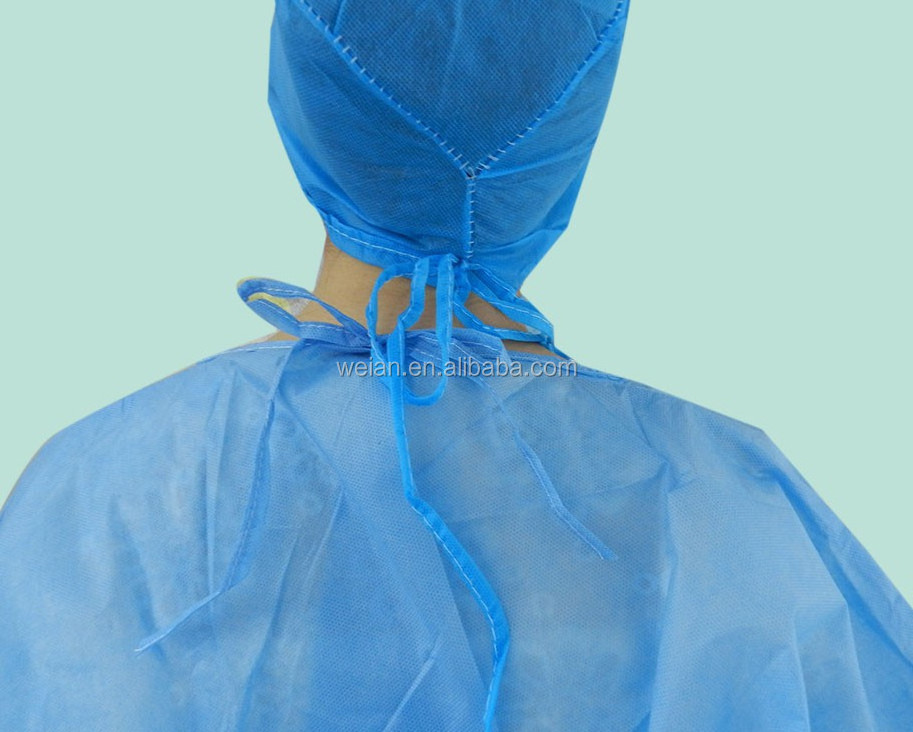 Disposable SMS / pp non woven kniffed cuff Surgical Gown/ disposable green lab coat