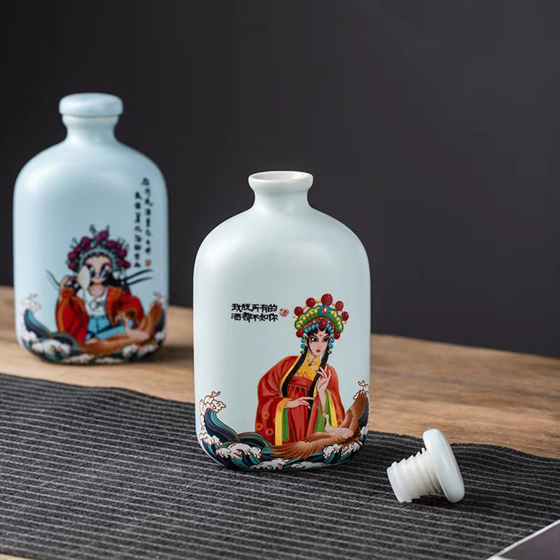 Jingdezhen Ceramic Wine Bottle 250ml Small Household Sealed Vintage Wine Set Wine Bottle Ornaments