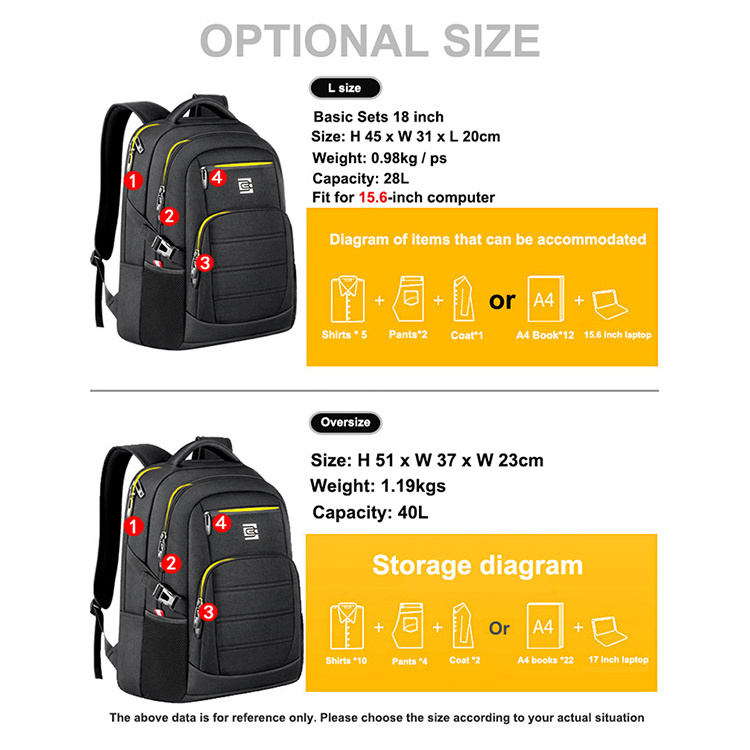 Big waterproof black college school back bag backpack notebook organizer laptop storage men's travel backpack with usb