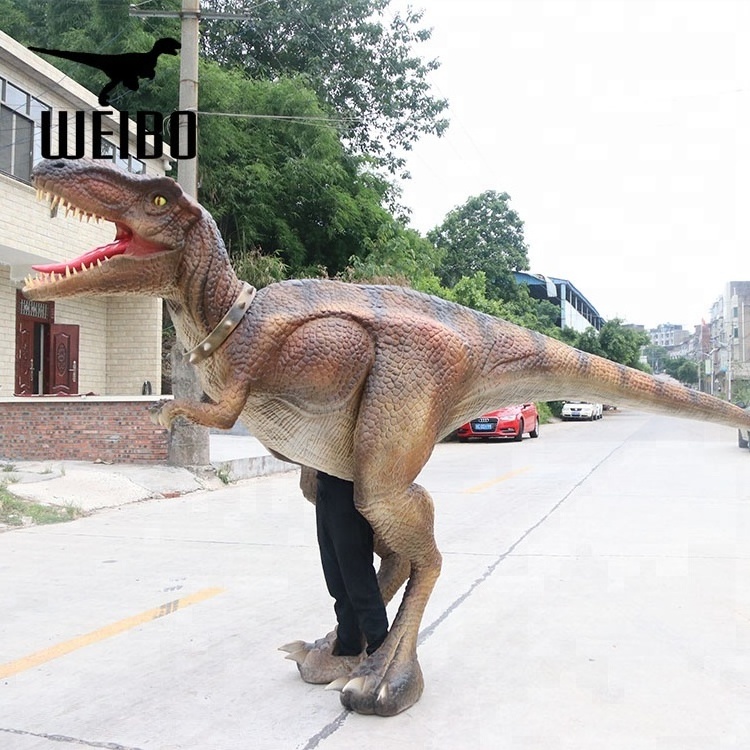 Walking with realistic velociraptor costume for jurassic park