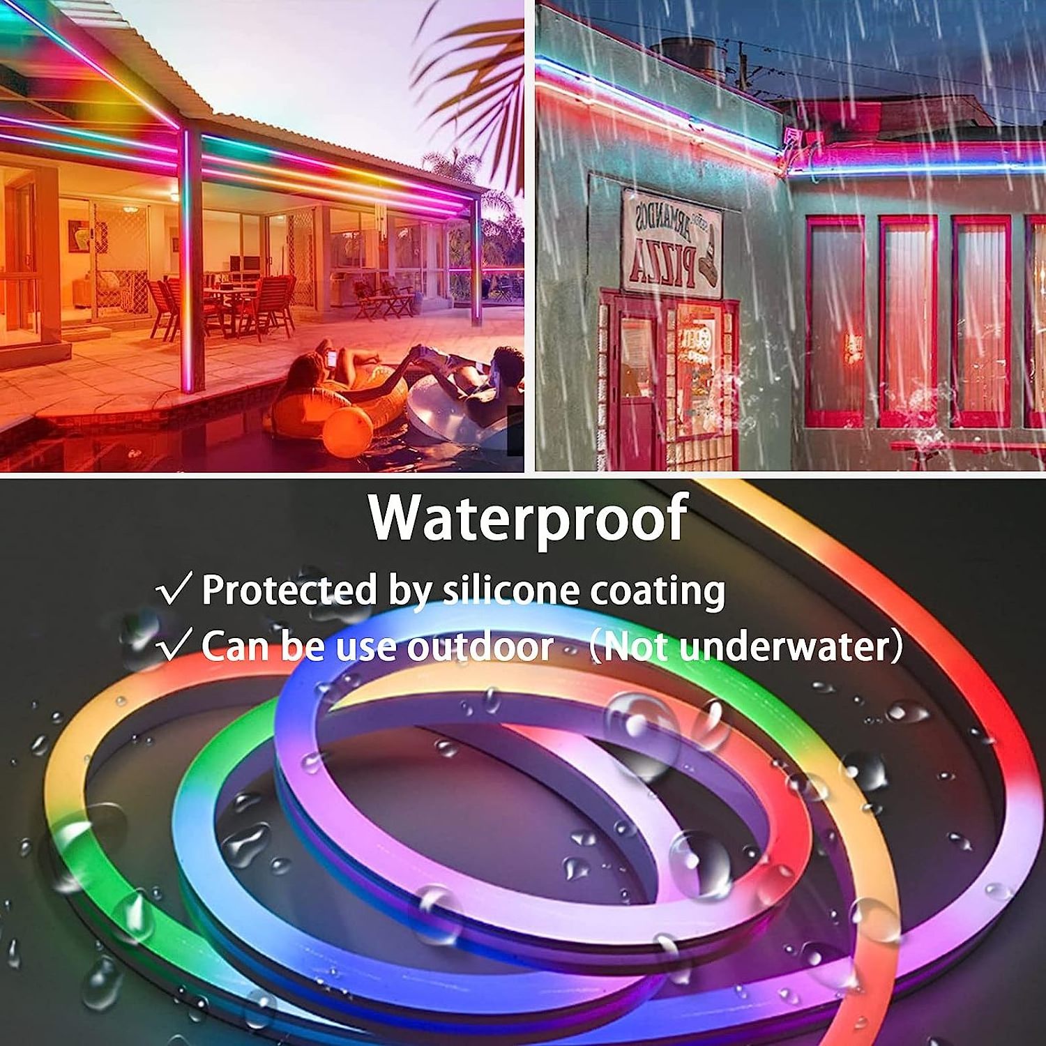 Weicao 12V/24V RGB Neon Light Strips IP67 SMD3535 Waterproof 6mm 108Leds/M Smart Color Changing LED Rope Strip