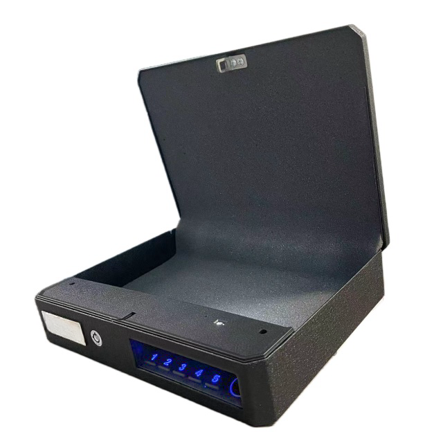 Small home and car secret gun box safe with fingerprint lock hidden fingerprint password gun safe tresor