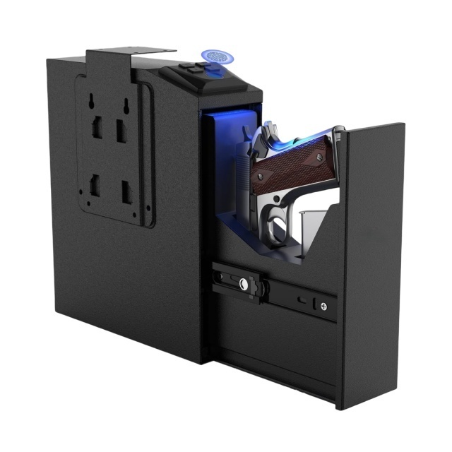 Biometric Slider Handgun Gun Safe- Auto Sliding Door Hand Gun Safe-with Fingerprint, PIN Code, KEY Access