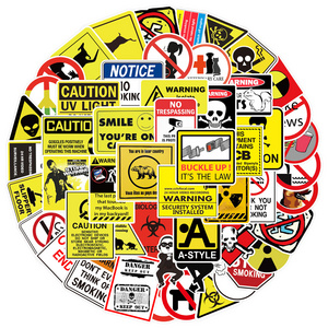 50Pcs Classic Warning Sign Danger Graffiti Stickers For Helmet Bottle Car Vinyl Waterproof Caution Sticker Label