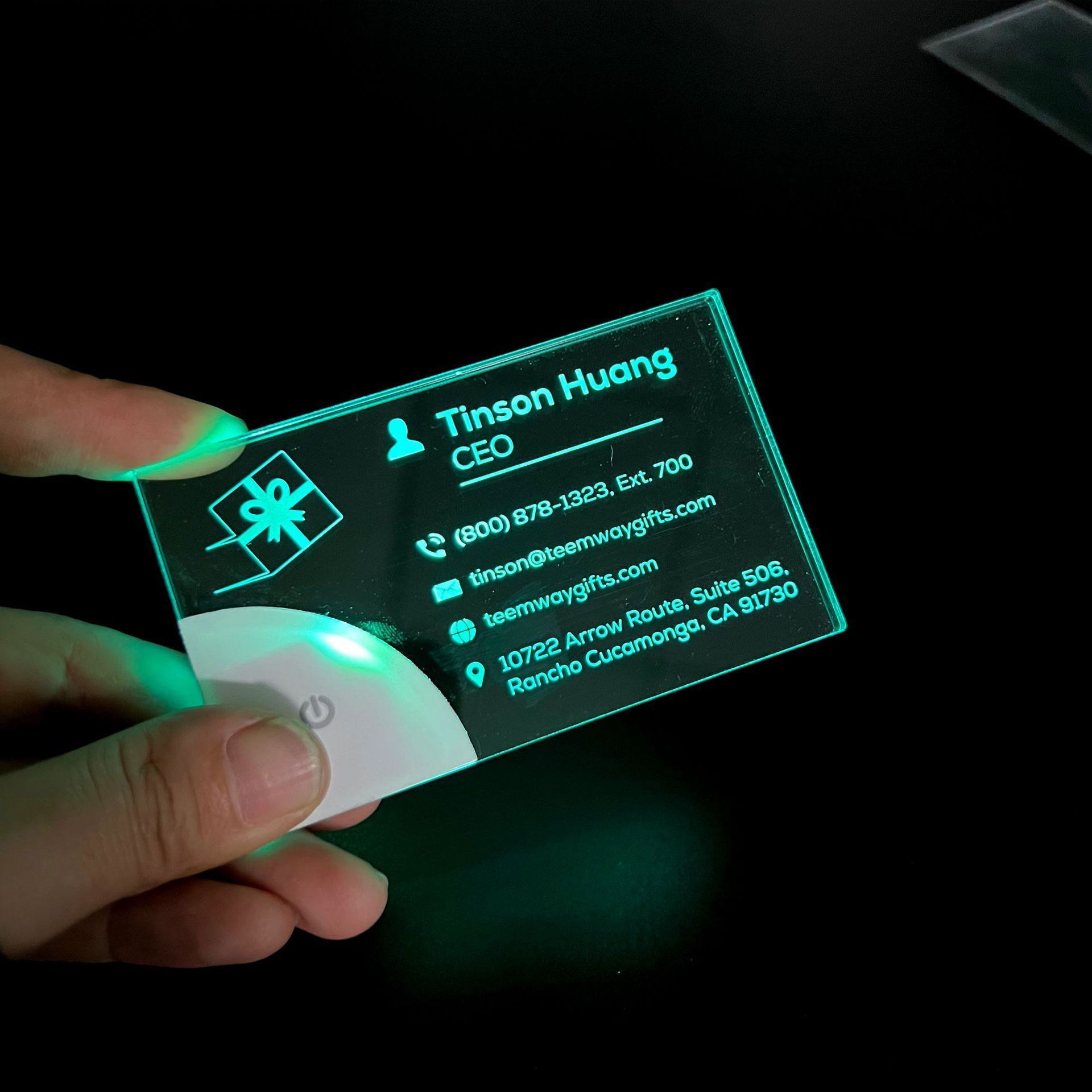 Custom creative acrylic  led electronic luminous business plastic card custom colorful flash business card